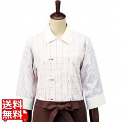 チェック コックシャツ・スタンドカラー SBK4101 オレンジ L 写真1