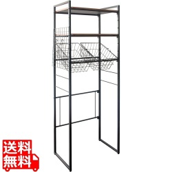 ランドリーラック 伸縮 2段 SH-X692C ブラック 宮武製作所 | 脱衣場 洗濯機 収納 写真1