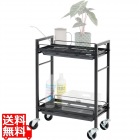 BIBILAB 水やりプランターワゴン LPA-W520-BK 水やりプランターワゴン 水受けトレー付きで水やりが楽になる キャスター付き 植物棚 2段 植物 棚