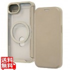 iPhone 16e/クリアフリップケースマグネット充電対応/ベージュ