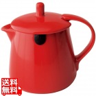 フォーライフ(FOR LIFE) ティーポット 陶器 530ml 3杯用 茶こし付き 食洗機対応 蓋が落ちない 片手で注げる レッド 赤 スタンプティーポット 309Red