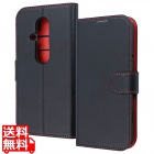 らくスマF-53E LS耐衝撃マグベルト手帳レザーケース/ブラック_レッド