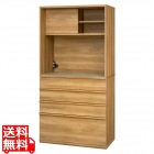 キッチンボード 食器棚 レンジ台 白井産業 幅90cm 高さ180cm ナチュラルブラウン 引出4段 コンセント付 メラミン天板 キッチン 家電 収納 コモピア CMA-1890HNA