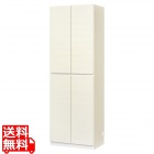 壁面収納 キャビネット 幅60cm 高さ180cm ホワイト 白木目 本棚 耐震機能付き ソフトクローズ扉 リビング 収納 ポルターレリビング2 P2L-1860DWH