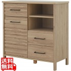 LAFIKA(ラフィカ)ミドルボード(88.6cm幅) キャビネット 収納棚 チェスト 木製 幅90 北歐 かわいい 扉付き 引き出し 収納 グレーナチュラル LF90-90MB-GN