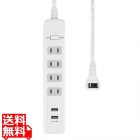 耐雷 USB端子付OAタップ 4個口 USBポート:2ポート 2m