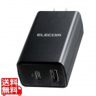 ACアダプター スマホ充電器 タイプCポート×1 USB-Aポート×1 コンパクト ブラック