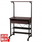 パソコンデスク ハイタイプ 幅75×奥行52×高さ134cm 棚付き 引き出し キャスター付き ブラウン IWP-65BR