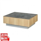 テーブル 白井産業 幅90cm 高さ32cm グレー ナチュラルブラウン 石目調 引出付き メラミン天板 収納 リビング 北歐モダン 