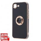 iPhone 16e/ソフトケース精密設計フレームメッキリング付/黒金