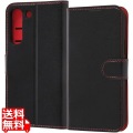 Galaxy S22 耐衝撃 手帳 シンプル マグネット/ブラック/レッド 写真1
