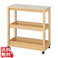 キッチンワゴン 3段 幅80cm 高さ85cm ナチュラルブラウン 石目調 メラミン天板 キャスター付 キッチン収納 ベアルモ