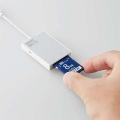 Lightningカードリーダー/SD+microSD対応/Type-C変換アダプタ付属/ケーブル7cm/ホワイト 写真10
