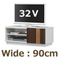 白井産業 ティレスタ テレビ台 ブラック TL1-3590SD BK | 32インチ 32inch TV テレビ AVラック 引き戸 スライド扉 ナチュラル木目 3段階 棚調整 寄木調 穴加工 写真10
