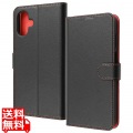 Galaxy A25 5G LS耐衝マグベルトシンプル手帳型レザーケース/BK_RD