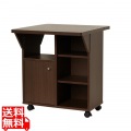 キッチンワゴン 天板 キャスター付きバタ式 キッチンワゴン ブラウン 87531 | キッチンカウンター サイドテーブル 歐風 2段 炊飯器 天板付き 写真1