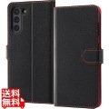 Galaxy S21 5G 耐衝撃 手帳 シンプル マグネット/ブラック/レッド 写真1