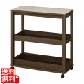 キッチンワゴン 3段 幅80cm 高さ85cm ダークブラウン 石目調 メラミン天板 キャスター付 キッチン収納 ベアルモ