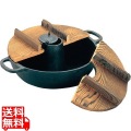 鉄 しゃぶしゃぶ鍋 S-9-70 木蓋付 ※IH対応(100V/200V) 外寸26cm 写真1