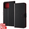 iPhone 15 Pro Max レザー シンプル マグネット/ブラック/レッド