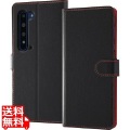 AQUOS R5G 手帳 シンプル マグネット/ブラック/レッド 写真1