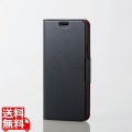 iPhone XS/ソフトレザーカバー/薄型/磁石付/ブラック