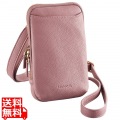 スマホショルダー ポーチ レディース お財布ポシェット 斜めがけ レザー 裏起毛 ファスナー ダスティピンク 写真1