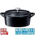ボン・ボネール ココットオーバル 14cm ブラック ※ IH対応 IH (100V/200V)とガス火対応 写真1