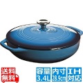ロッジ エナメルキャセロールEC3CC33 ブルー ※ IH対応 IH (100V/200V)とガス火対応 | キッチン用品 調理器具 フライパン 鍋 写真1