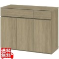 キャビネット 白井産業 幅90cm 高さ72cm グレー 扉付 引出付き リビング サイドボード ナチュリカ  写真1