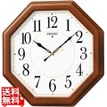 木枠スタンダード電波アナログ掛時計(八角・茶) KX389B 写真1