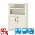 食器棚 チェローネ 白井産業 CEN-9055DGA ホワイト | 幅約57cm 高さ約88cm 白木目 ガラス 引き戸 おしゃれ 北欧 ロータイプ ミニ食器棚 キッチン収納 一人暮らし