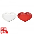 ル・クルーゼ ハート・プレートS (2枚入)Cレッド&ホワイトL 写真1