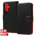 Galaxy S26 手帳型レザーケース シンプル マグネット/黒/赤 写真1