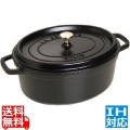 ピコ・ココット オーバル 33cm 黒 40509-322 ※ IH対応 IH (100V/200V)とガス火対応 写真1