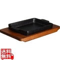 SN 鉄 ギョーザ皿 長角 木台付 14cm 写真1