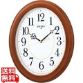 木枠スタンダード電波アナログ掛時計(楕円・茶) KX390B 写真1