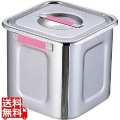 18-8カラープレート付角キッチンポット 15cm ピンク 業務用 写真1