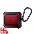 AirPods 第3世代 ケース カバー ZEROSHOCK 衝撃吸収 カラビナ付 ワイヤレス充電可 MagSafe充電可 落下防止 レッド