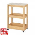 キッチンワゴン 3段 幅60cm 高さ85cm ナチュラルブラウン 石目調 メラミン天板 キャスター付 キッチン収納 ベアルモ 写真1