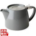 フォーライフ(FOR LIFE) ティーポット 陶器 400ml 2杯用 茶こし付き 食洗機対応 蓋が落ちない 片手で注げる グレー ミニスタンプティーポット 509Gry 写真1