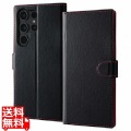 Galaxy S23 Ultra 手帳 マグネット/ブラック/レッド 写真1