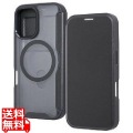 iPhone 16/クリアフリップケースマグネット充電対応/黒 写真1