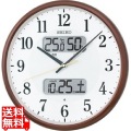 温湿度計カレンダー表示つき電波アナログ掛時計(茶) KX383B