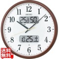 温湿度計カレンダー表示つき電波アナログ掛時計(茶) KX383B 写真1