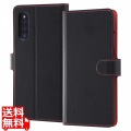 Galaxy A41 手帳 シンプル マグネット/ブラック/レッド 写真1
