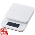 キッチンスケール デジタルスケール 計量器 はかり 最大3kg 0.5g単位 バックライト付き カロリー計測 炭水化物量計測 3種登録可(ごはん+2種) ホワイト 写真1