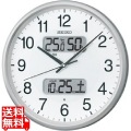 温湿度計カレンダー表示つき電波アナログ掛時計(銀) KX383S 写真1