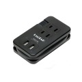 プリンストン コンパクトUSB2ポート給電機能付マルチタップ ブラック 写真1