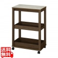 キッチンワゴン 3段 幅60cm 高さ85cm ダークブラウン 石目調 メラミン天板 キャスター付 キッチン収納 ベアルモ